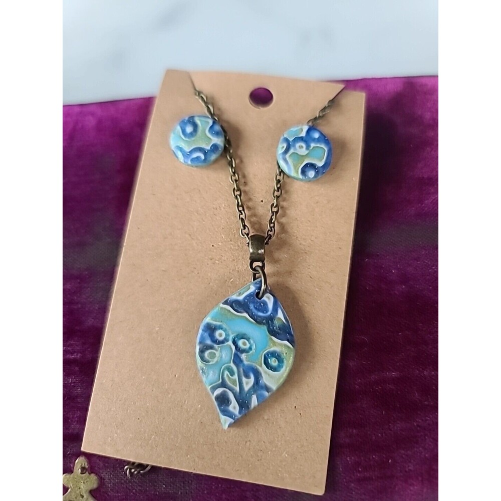 Multicolored Polymer Clay Jewelry Set, NEW